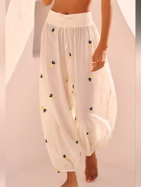 Anthropologie Pants - Anthropologie Celandine Pineapple Embroidered Balloon Pants